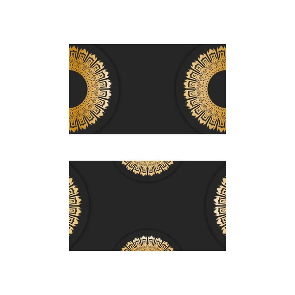 Schwarze Visitenkarte Mit Luxuriösem Goldmuster Für Ihre Persönlichkeit — Stockvektor