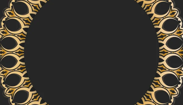 Банер Черном Золотым Узором Местом Логотипом — стоковый вектор
