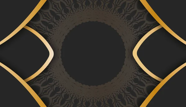 Baner Svart Färg Med Mandala Med Guld Prydnad Och Plats — Stock vektor