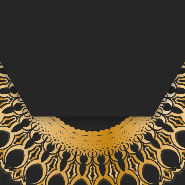 Postkarte Schwarzer Farbe Mit Einem Mandala Goldenem Ornament Für Den — Stockvektor