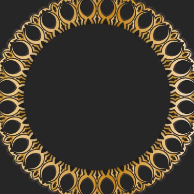 Tipografi için hazırlanmış altın desenli siyah kartpostal..