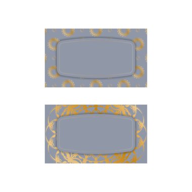 İş yeriniz için gri renkli ve mandala altın renkli kartvizit..