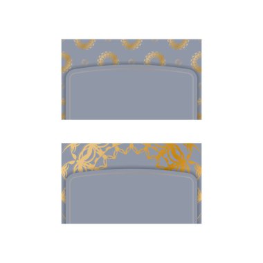 İş için mandala altın desenli gri renkli kartvizit..