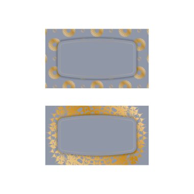 Gri kartvizitli, işleriniz için Hint altını desenli..