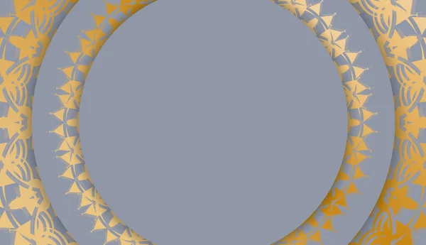 Серый Цветовой Баннер Индийским Золотым Узором Дизайна Вашим Логотипом Текстом — стоковый вектор