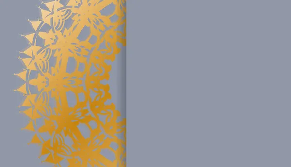 Банер Сірого Кольору Мандали Золотим Орнаментом Дизайну Під Логотипом Або — стоковий вектор