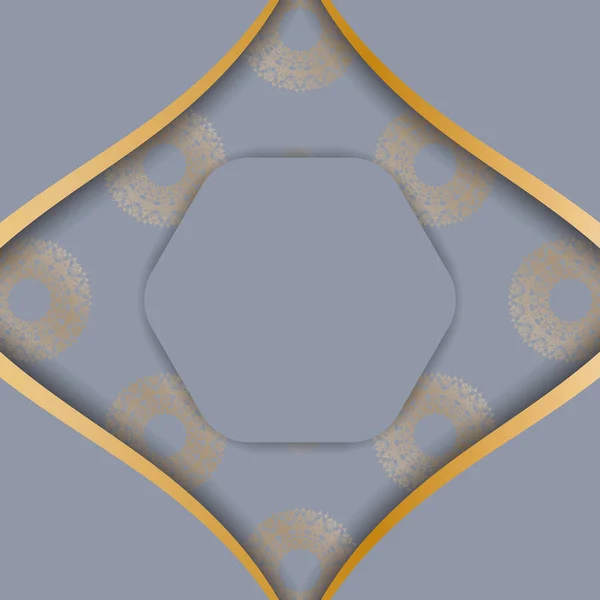 Брошюра Серый Мандала Золотым Рисунком Вашего Бренда — стоковый вектор