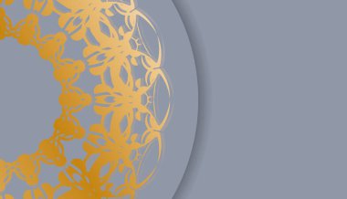 Soyut altın süslemeleri ve logonuz için bir yeri olan gri pankart.