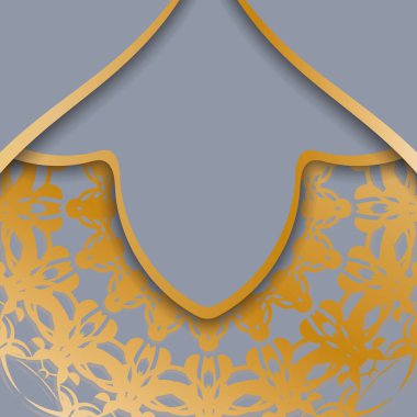 Tebrikleriniz için üzerinde Yunan altın süsleri olan gri renkli tebrik kartı..