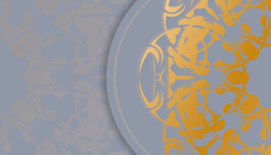 Antika altın süslemeli gri pankart ve logonun altında bir yer.