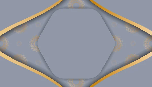 Серый Баннер Роскошным Золотым Орнаментом Дизайна Вашим Логотипом — стоковый вектор