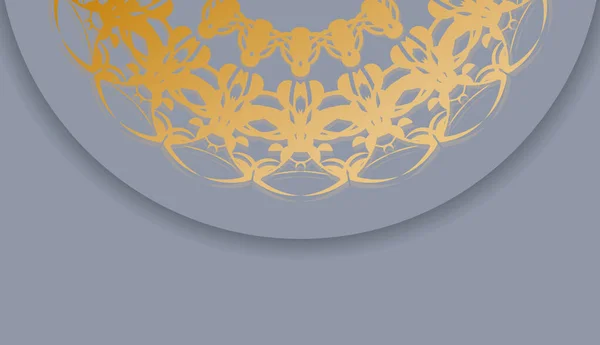 Серый Баннер Греческими Золотыми Орнаментами Место Вашего Логотипа — стоковый вектор