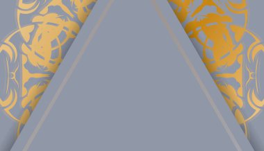 Soyut altın desenli gri pankart ve metin için yer