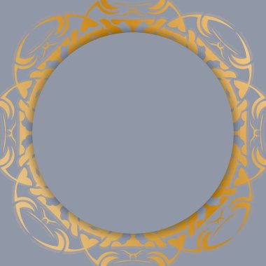 Tebrik etmek için üzerinde klasik altın desenli gri pullu kartpostal..