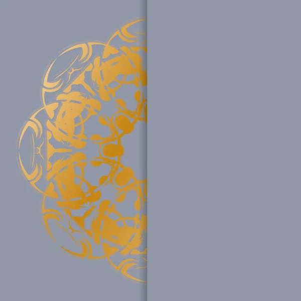 Šedá Pohlednice Abstraktním Zlatým Ornamentem Připravená Tisku — Stockový vektor