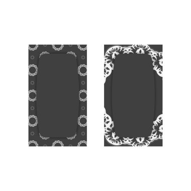 İş için soyut beyaz desenli siyah kartvizit..