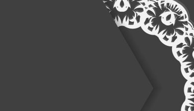 Logo tasarımı için beyaz Yunan süsü olan siyah pankart