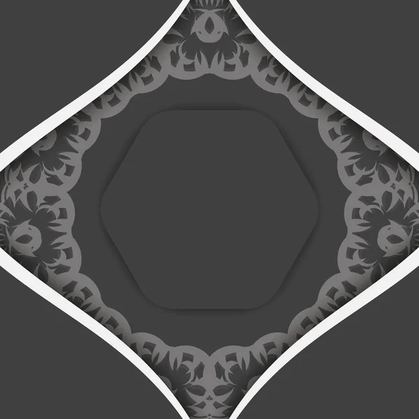 Folleto Negro Con Patrón Mandala Blanco Para Diseño — Archivo Imágenes Vectoriales