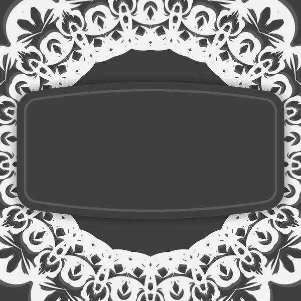 Zwarte Folder Met Vintage Wit Ornament Voor Felicitaties — Stockvector