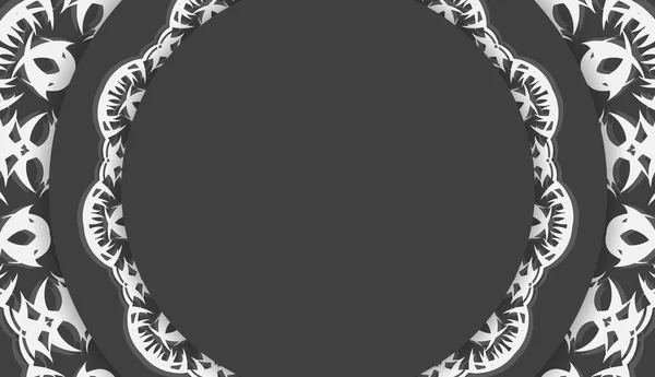 Czarny Sztandar Białymi Ozdobami Vintage Miejsce Logo — Wektor stockowy