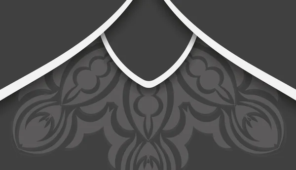 Чорний Банер Вінтажним Білим Візерунком Дизайну Під Текстом — стоковий вектор