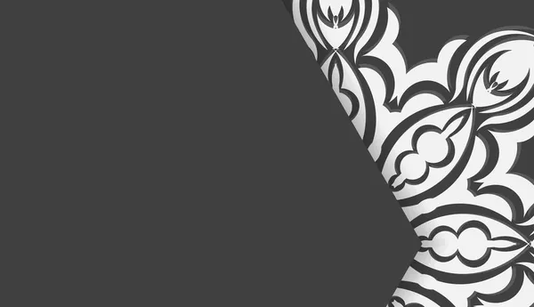 Μπάνερ Μαύρο Χρώμα Μανδάλα Λευκό Στολίδι Για Σχεδιασμό Σύμφωνα Κείμενό — Διανυσματικό Αρχείο