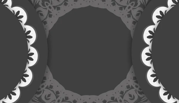 Baner Cor Preta Com Mandala Ornamento Branco Para Design Sob — Vetor de Stock