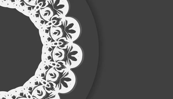 Черный Баннер Винтажным Белым Узором Дизайна Вашим Логотипом Текстом — стоковый вектор