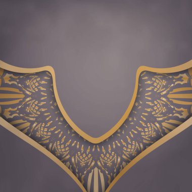 Tebrik etmek için kahverengi renkli ve soyut altın desenli tebrik kartı..