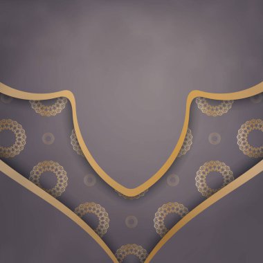 Tasarımınız için Yunanca altın desenli kahverengi tebrik kartı.