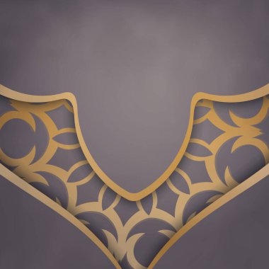 Tebrik etmek için kahverengi renkli altın desenli tebrik kartı..