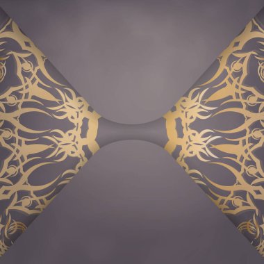 Markan için üzerinde antika altın süsleri olan kahverengi kartpostal..