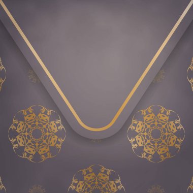 Tebrik etmek için Yunan altın süsleriyle kahverengi kartpostal şablonu.