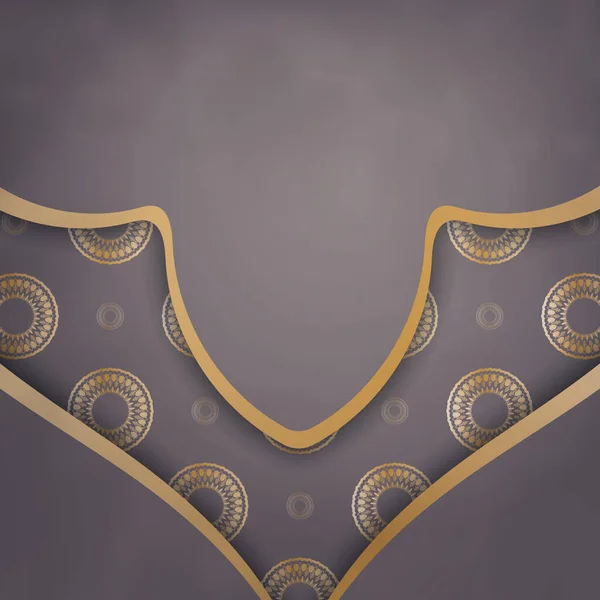 あなたのデザインのためのヴィンテージゴールドパターンと茶色の挨拶パンフレット — ストックベクタ