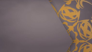 Logo veya metin altında tasarım için klasik altın desenli kahverengi pankart