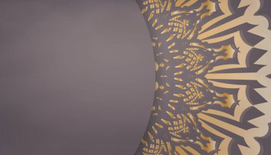 Metnin altında tasarım için klasik altın süslemeli kahverengi pankart şablonu