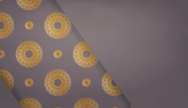 Logo veya metin tasarımı için lüks altın desenli kahverengi pankart