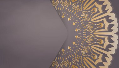 Logo tasarımı için Hint altın desenli kahverengi pankart şablonu