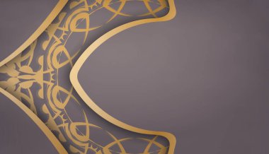 Eskimiş altın süslemeli kahverengi pankart ve logo alanı