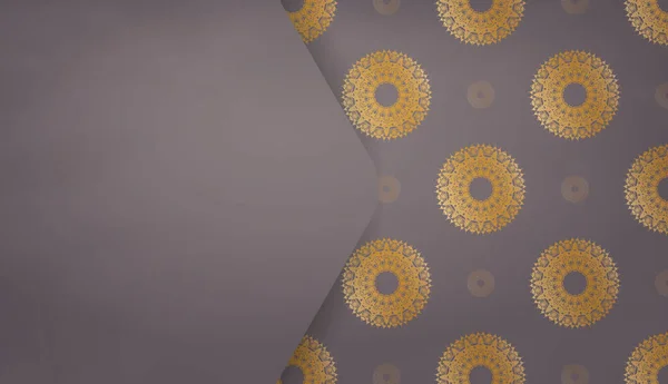 Logo Metin Altında Tasarım Için Hint Altını Süslemeli Kahverengi Pankart — Stok Vektör