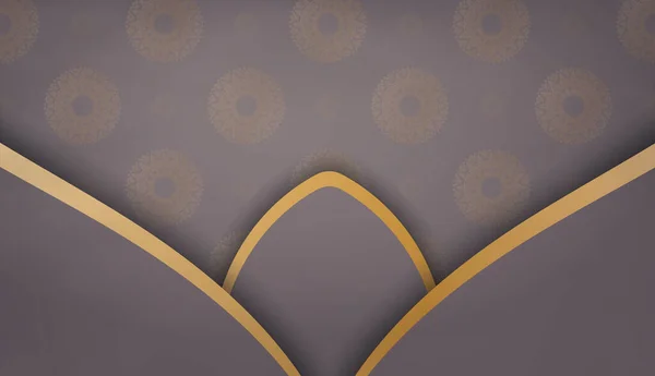 Banner Marrom Com Padrão Ouro Grego Espaço Para Logotipo Texto — Vetor de Stock