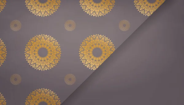 Коричневый Баннер Абстрактным Золотым Орнаментом Местом Логотипа Текста — стоковый вектор