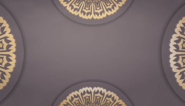 Klasik altın süslemeleri ve metin alanlarıyla kahverengi pankart şablonu