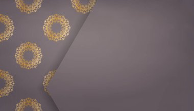 Soyut altın süslemeli kahverengi pankart ve metin için yer