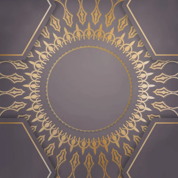 あなたのデザインのための抽象的な金の装飾と茶色の色の挨拶パンフレット — ストックベクタ