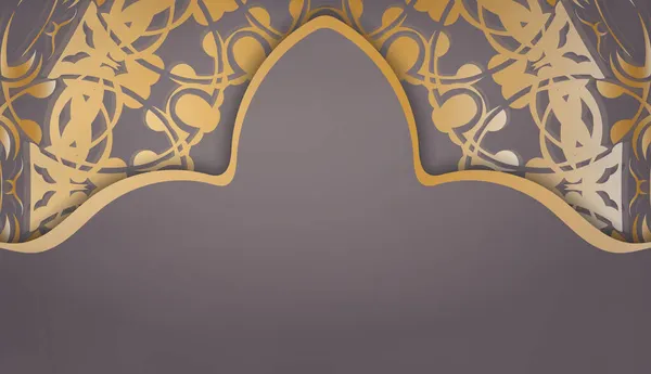 Hintergrund Brauner Farbe Mit Mandala Goldschmuck Für Design Unter Logo — Stockvektor