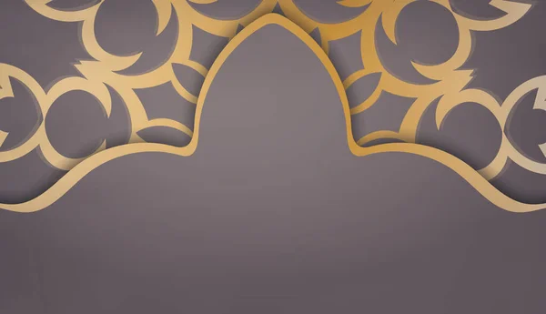 Modello Banner Marrone Con Ornamento Oro Mandala Posto Sotto Tuo — Vettoriale Stock
