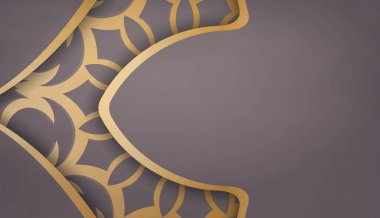 Lüks altın desenli kahverengi pankart şablonu ve metninizin altında
