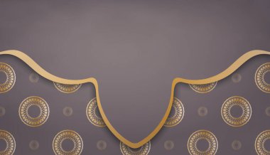 Hint altınları ve logo veya metin için yer içeren kahverengi pankart şablonu