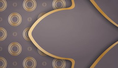 Klasik altın desenli kahverengi pankart şablonu ve logo veya metin için yer